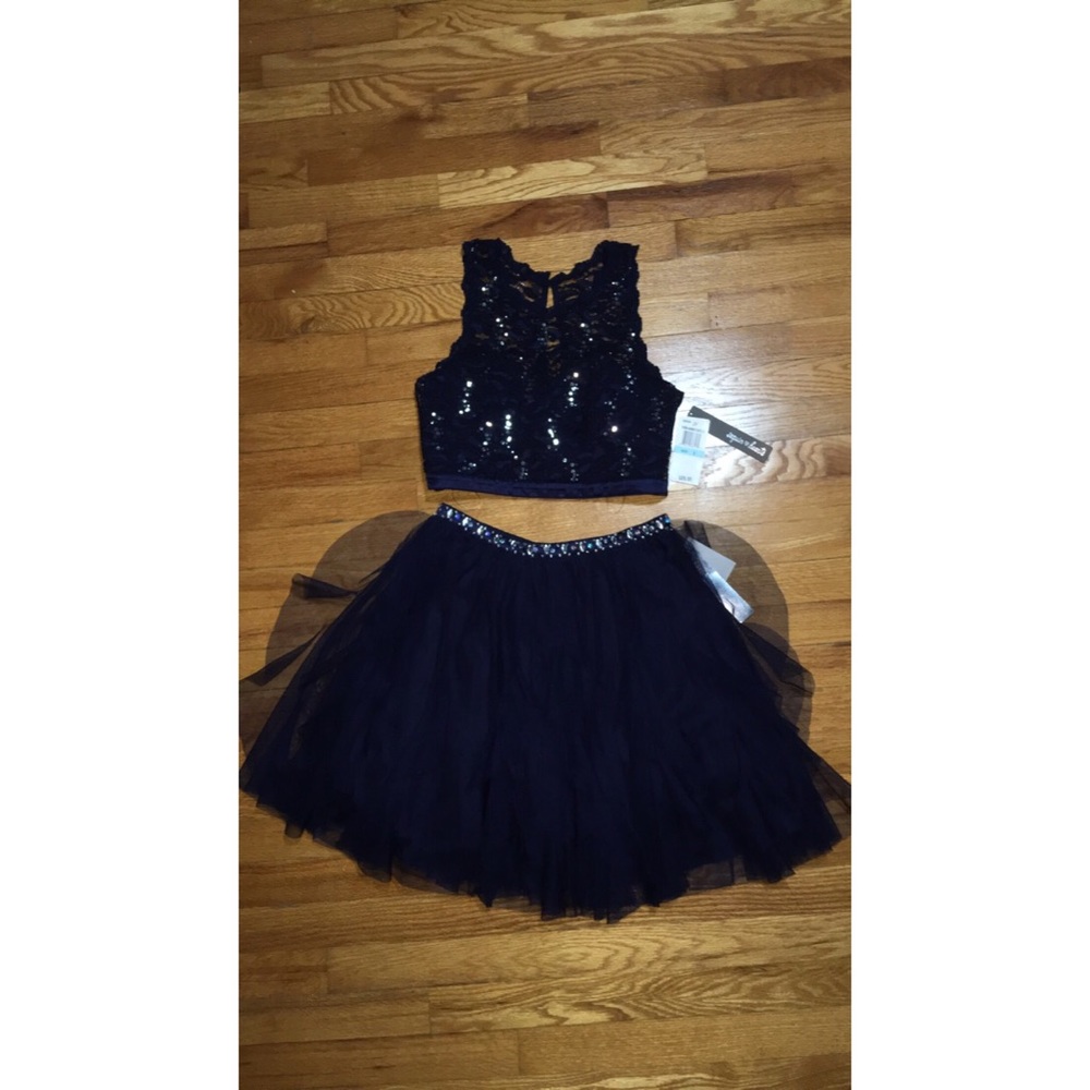 Sequined Navy Two Piece Dress